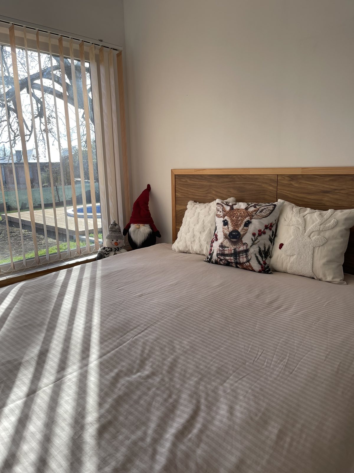 Bedroom with decorative pillows